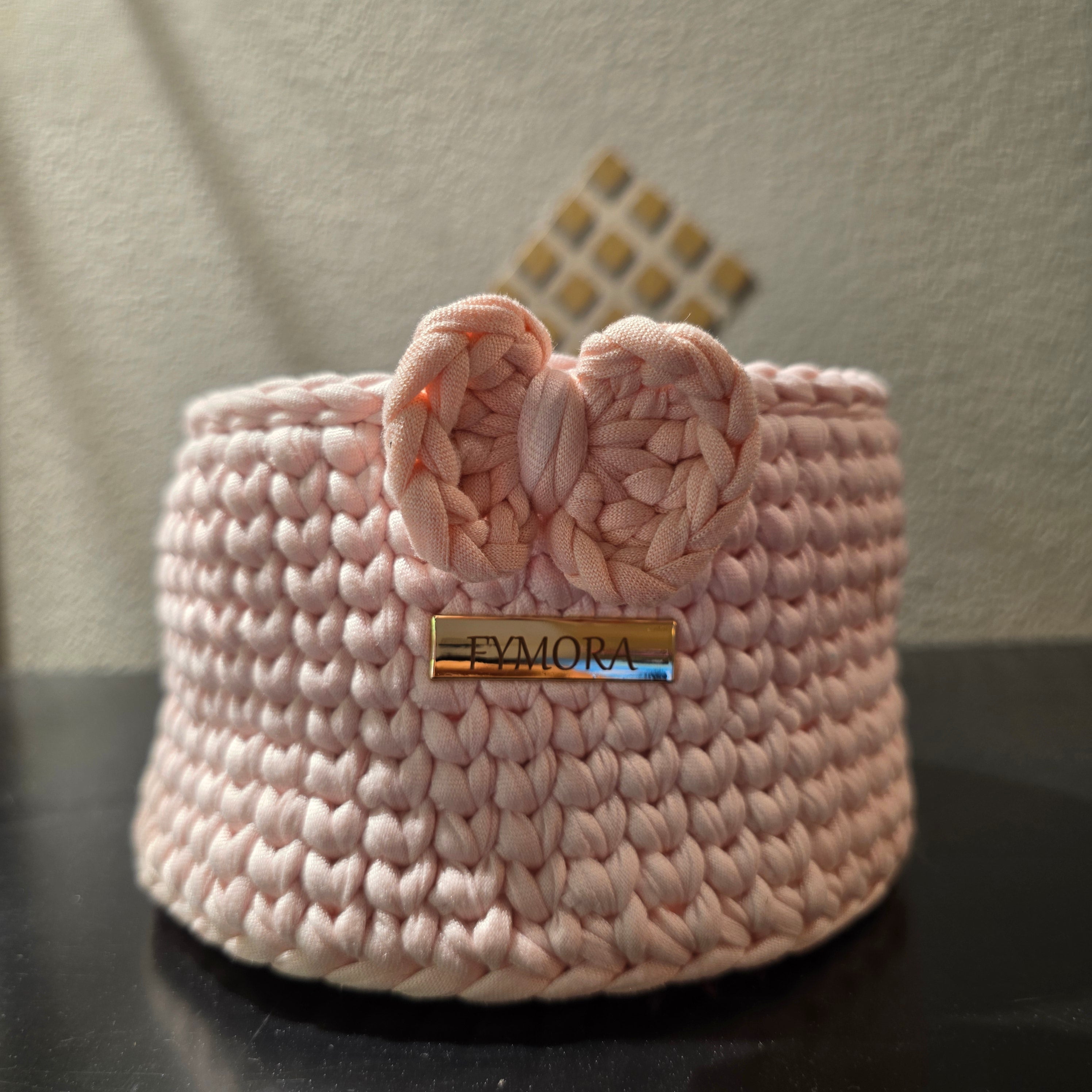 Cestino Organizzatore "Nuvola Rosa" – Handmade con Dettaglio Fiocco