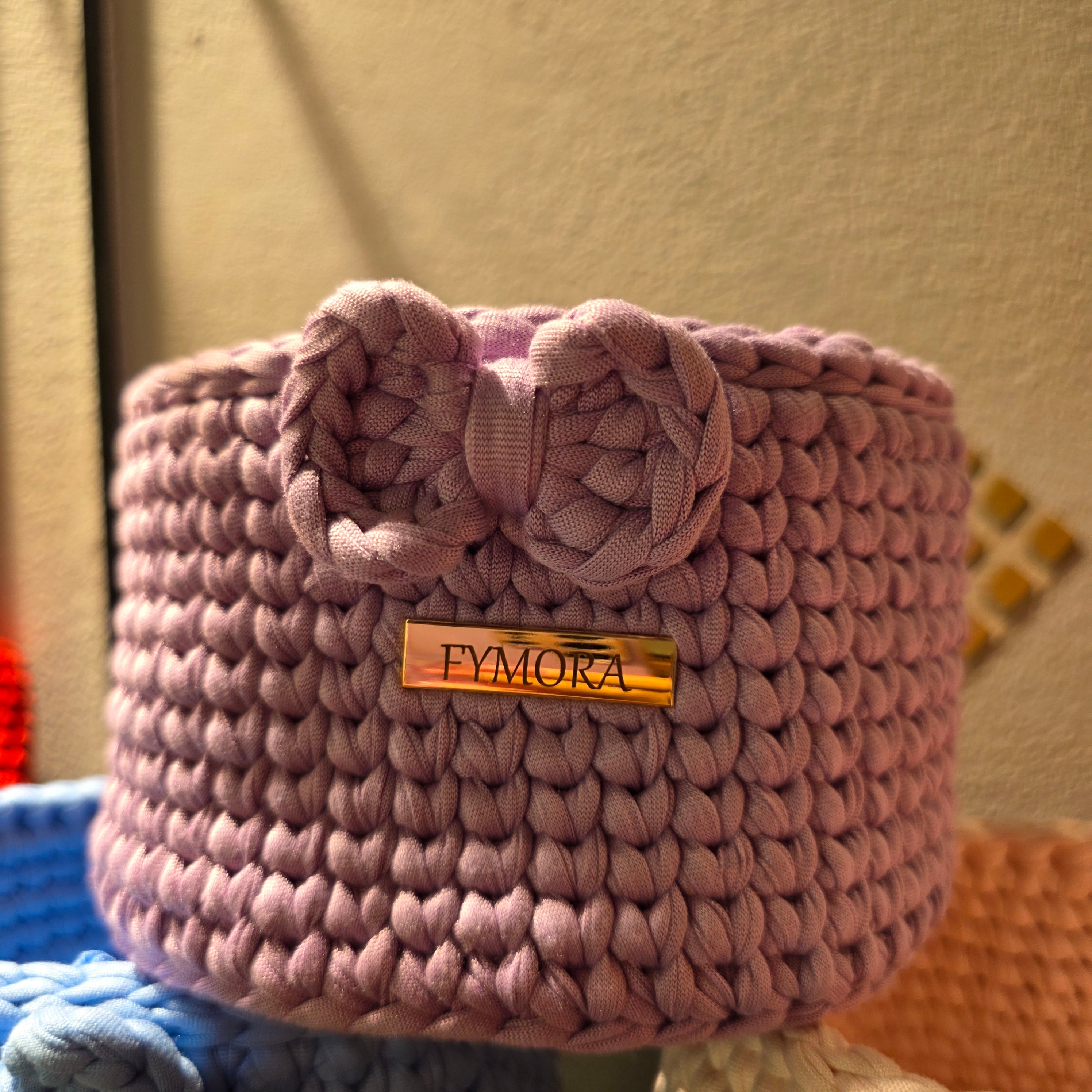 Cestino Organizzatore "Dreamy Lilac" – Handmade con Dettaglio Fiocco