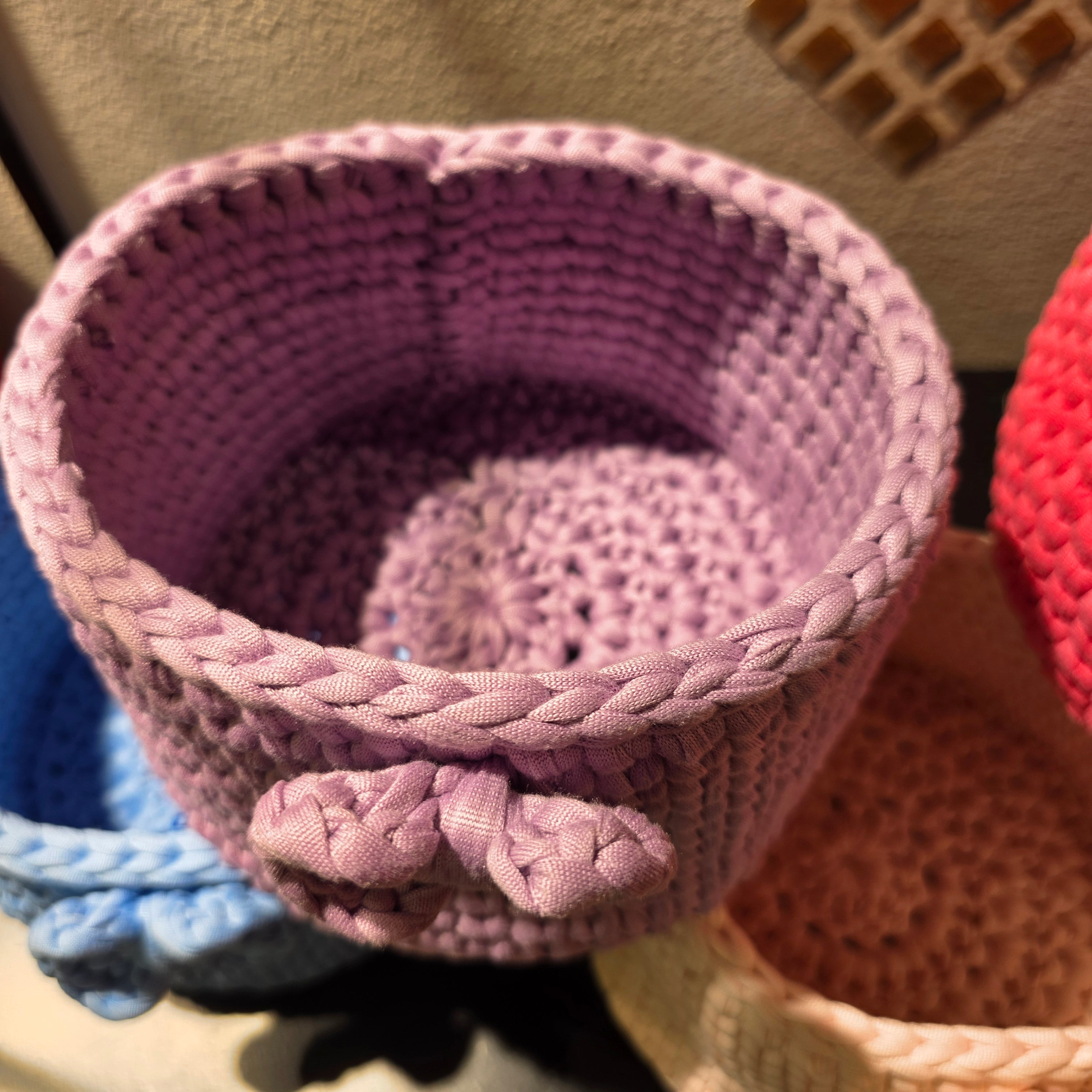 Cestino Organizzatore "Dreamy Lilac" – Handmade con Dettaglio Fiocco