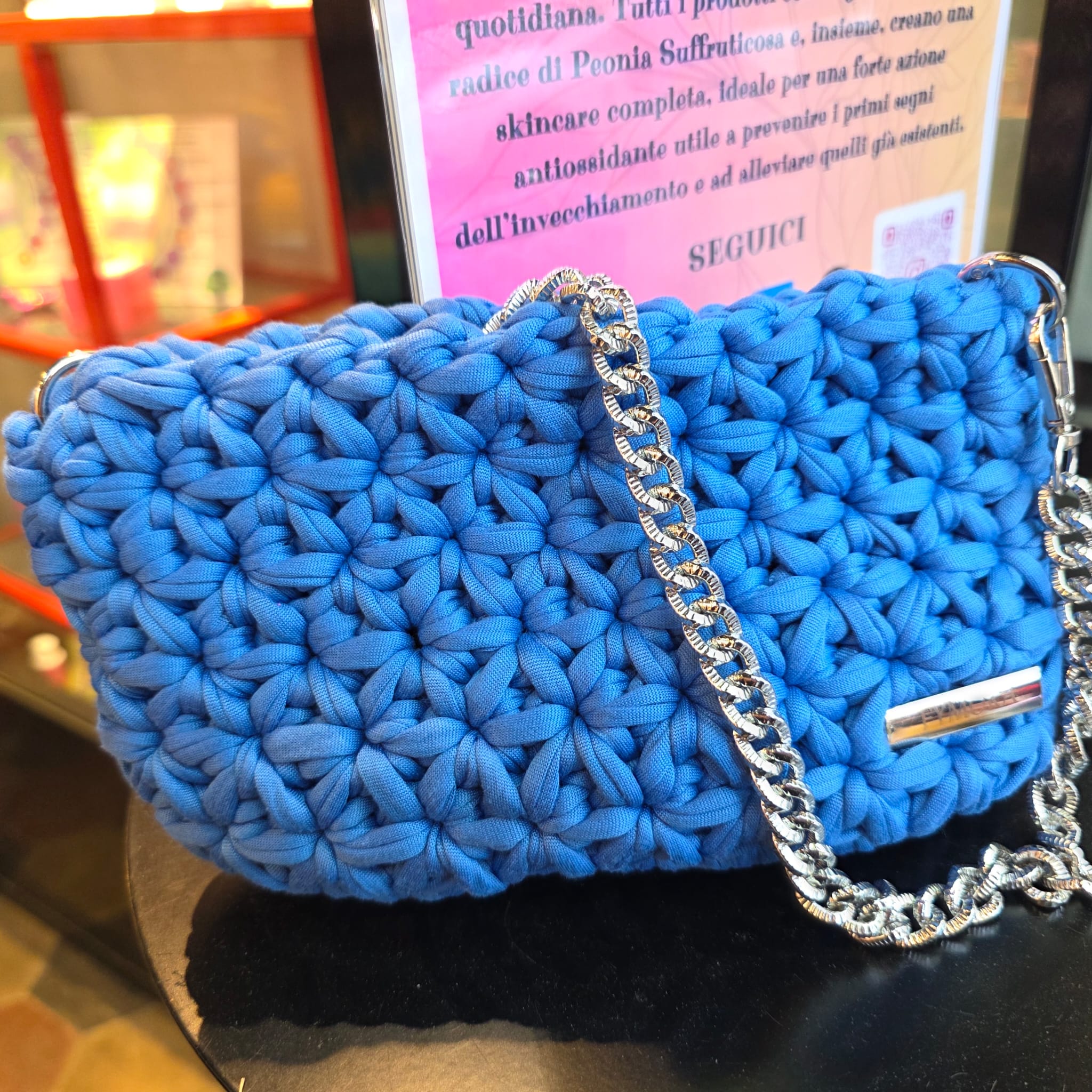 Pochette a Tracolla "Starlet" ad Uncinetto – Azzurro Royal e Silver