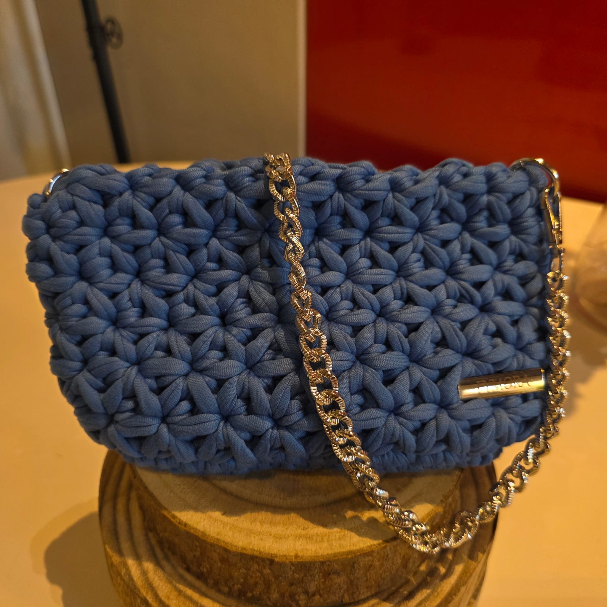 Pochette a Tracolla "Starlet" ad Uncinetto – Azzurro Royal e Silver
