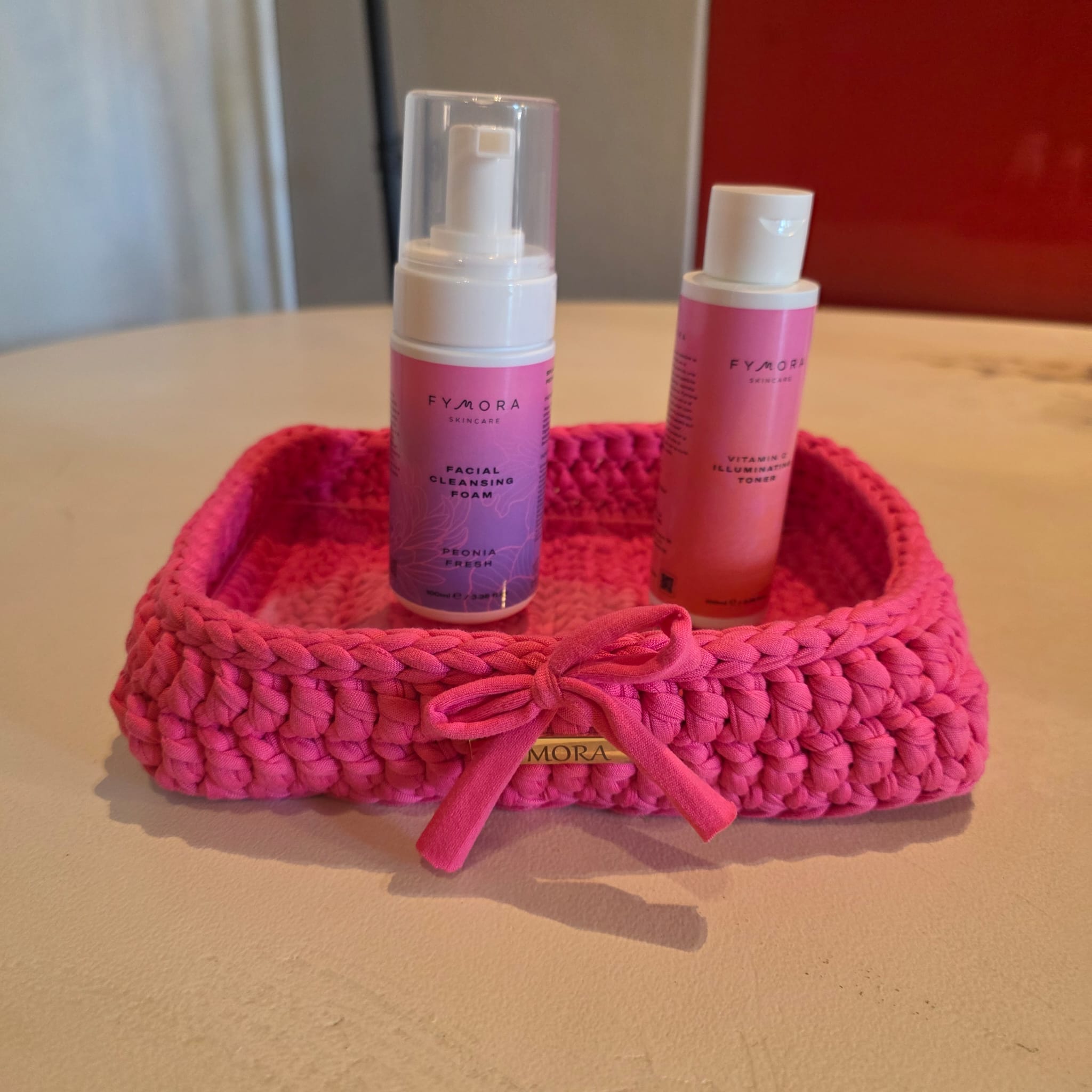 Cestino Organizzatore Rettangolare in Tessuto Intrecciato – Rosa Shocking