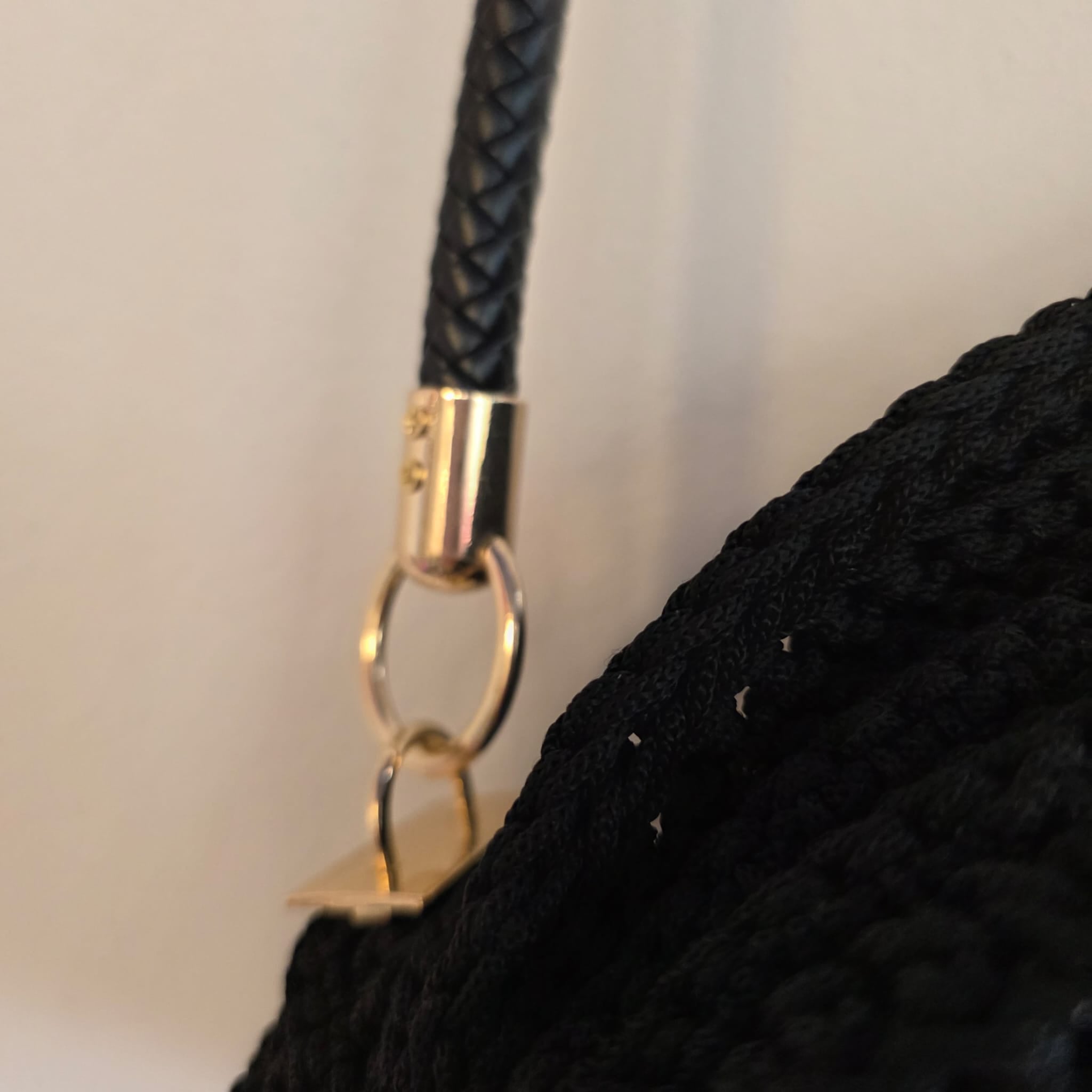 Borsa a Spalla "Nautilus" in Cordino Crochet – Nero Elegante