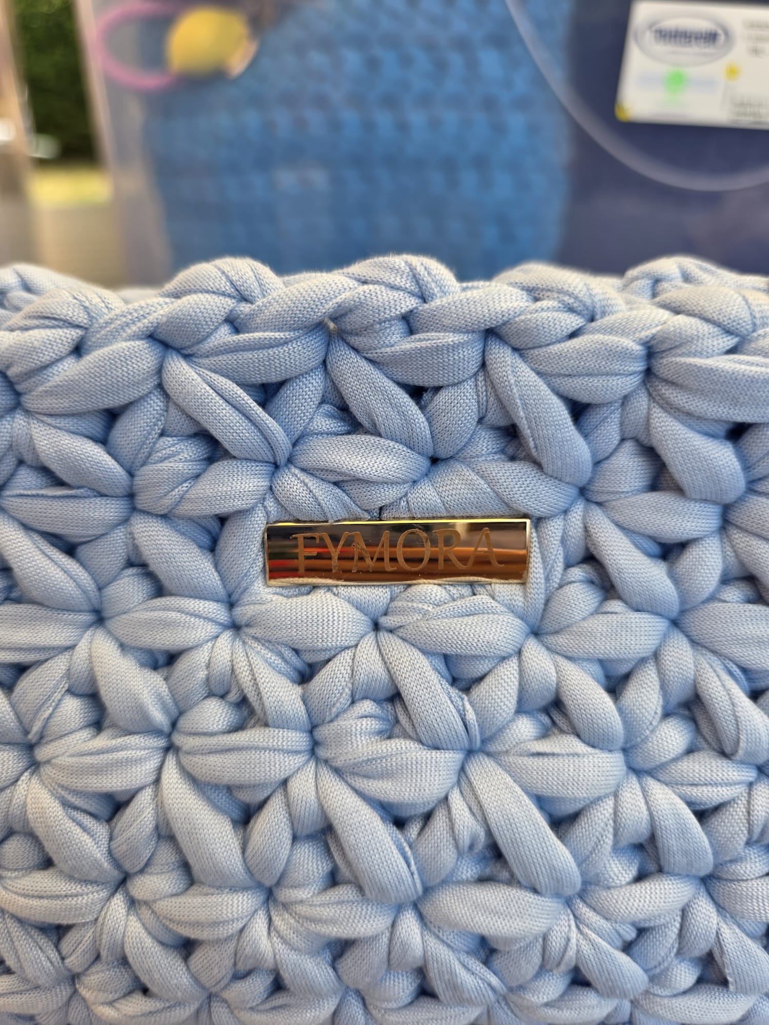 Mini Tracolla Rettangolare Fymora Azzurro Polvere – Dettagli Oro