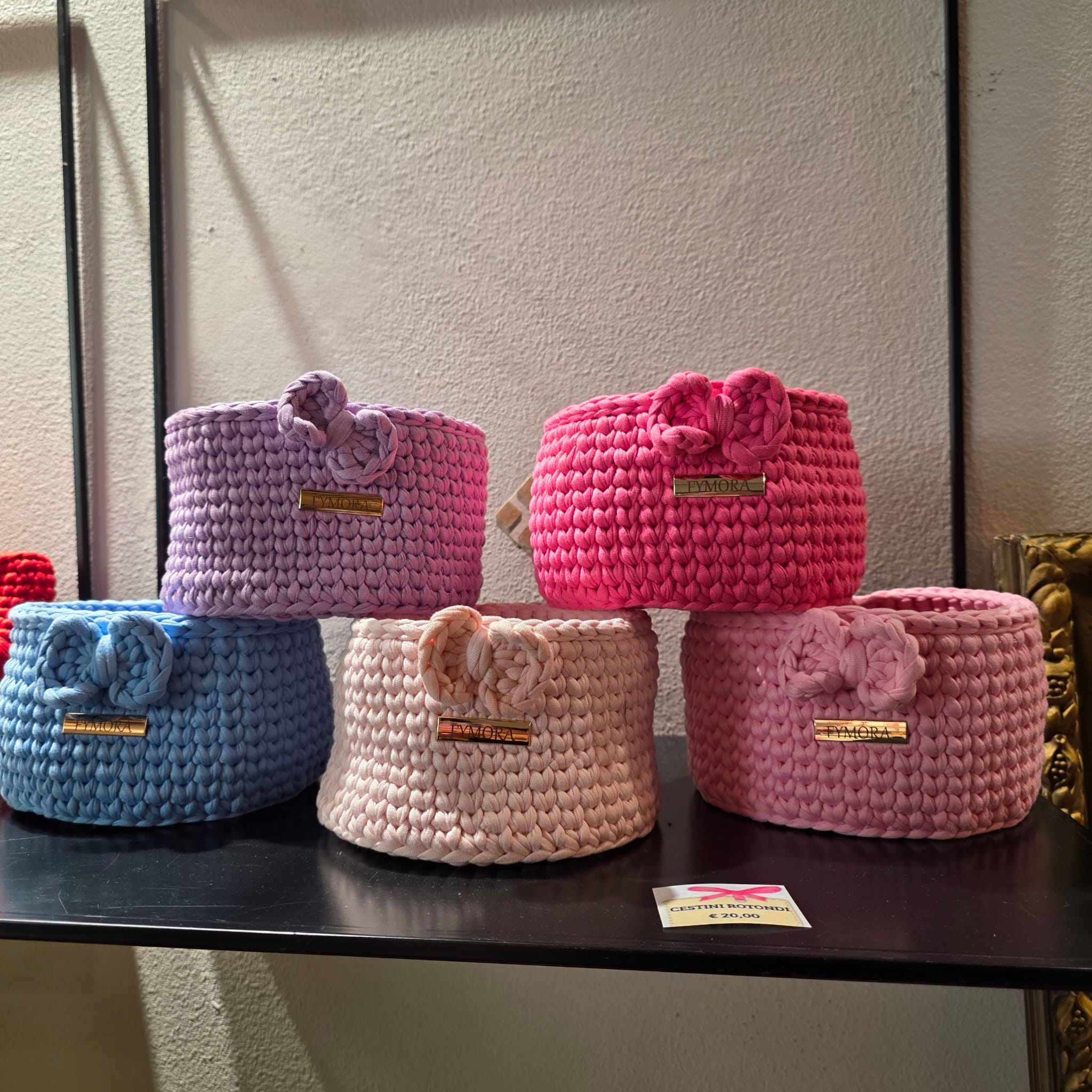 Cestino Organizzatore "Nuvola Rosa" – Handmade con Dettaglio Fiocco