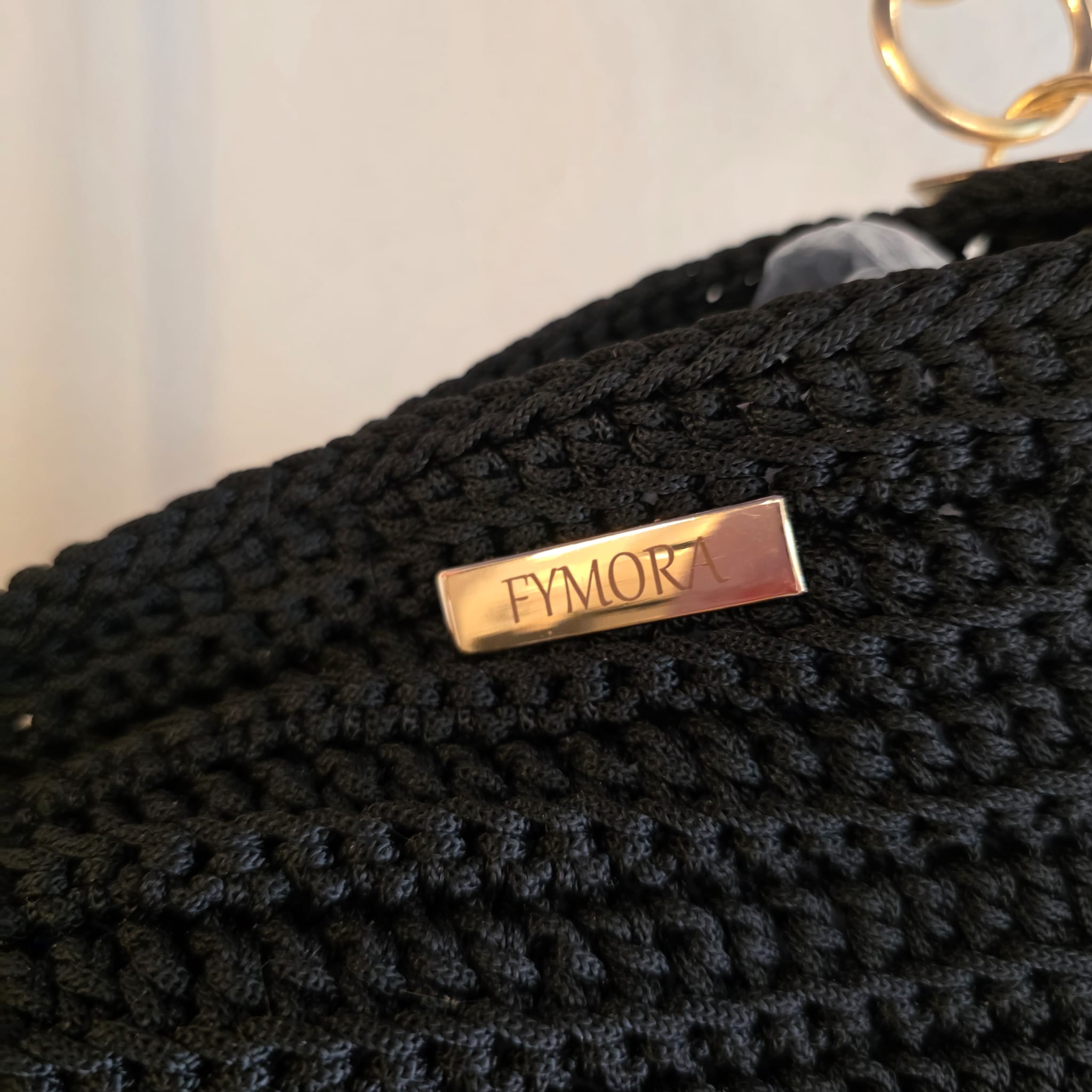 Borsa a Spalla "Nautilus" in Cordino Crochet – Nero Elegante