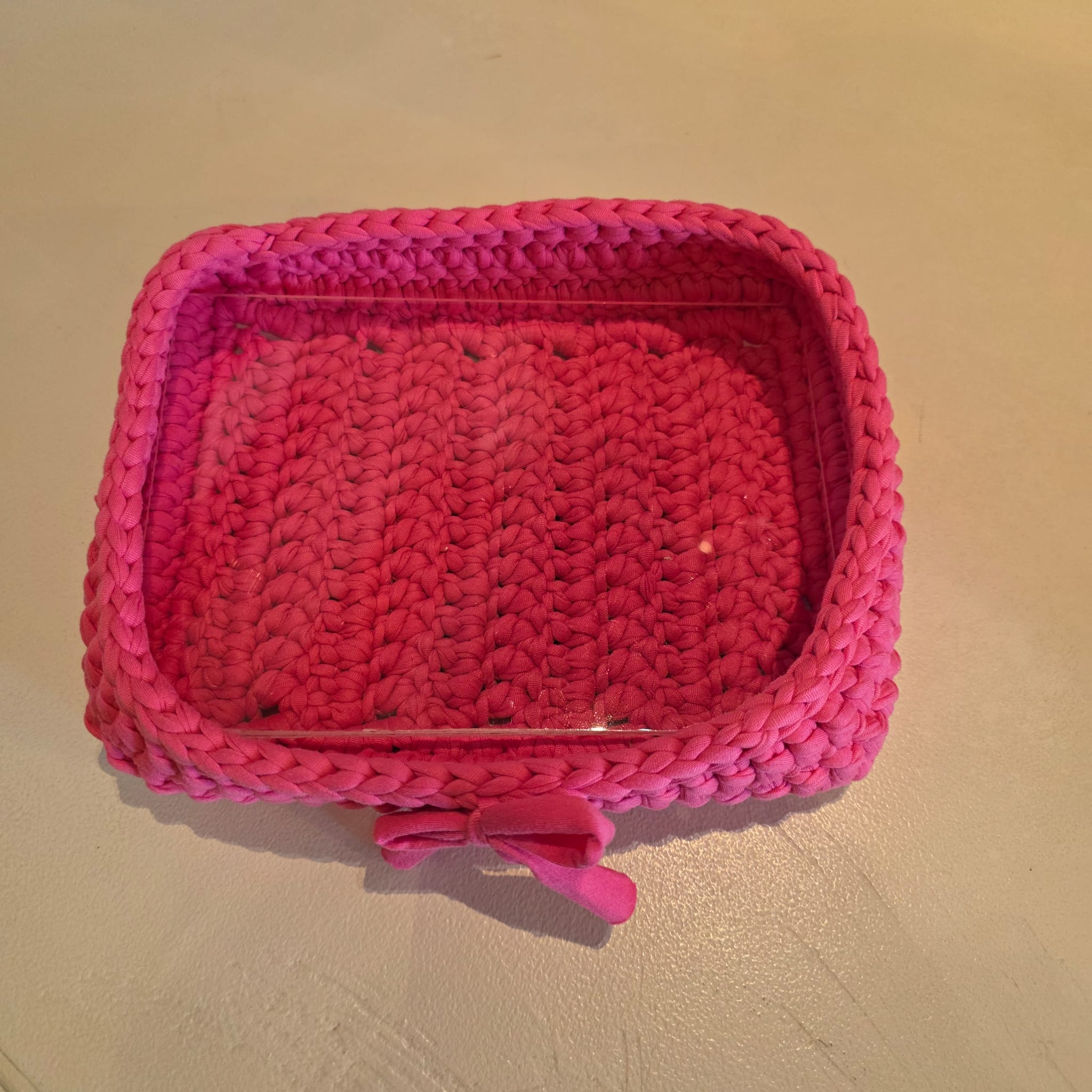 Cestino Organizzatore Rettangolare in Tessuto Intrecciato – Rosa Shocking