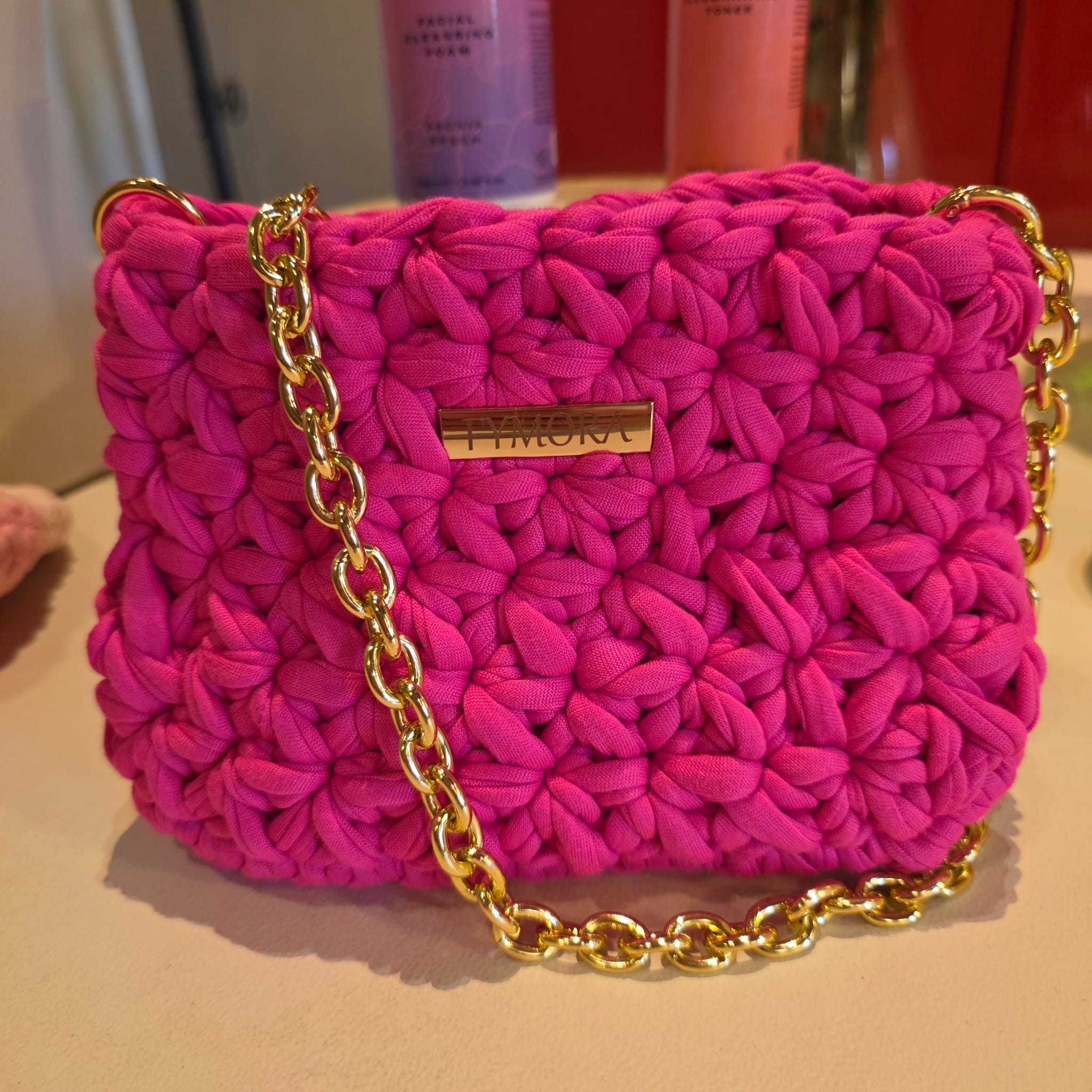Borsa a Tracolla "Fymora" in Fettuccia – Rosa Magenta