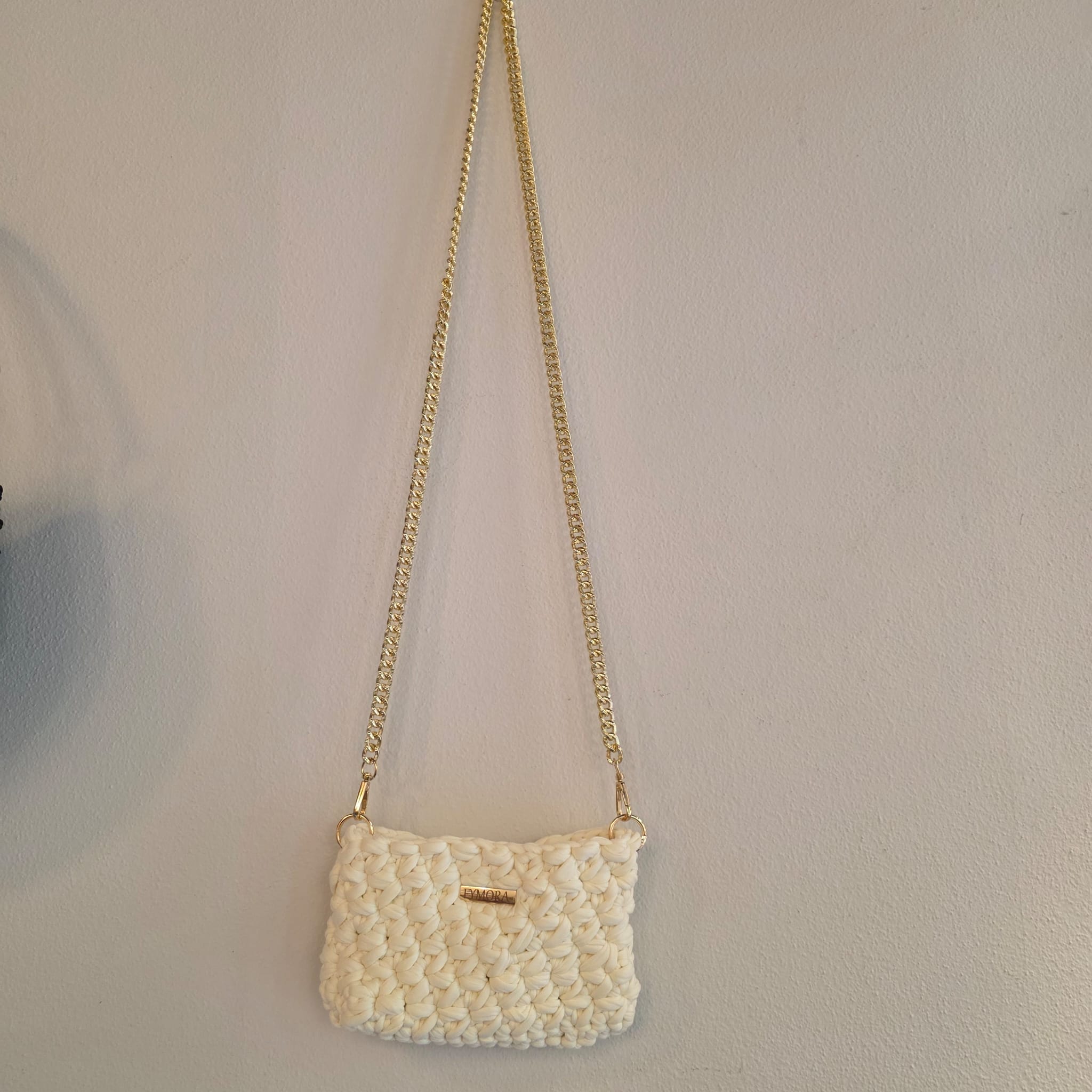 Borsa a Tracolla "Fymora" in Fettuccia – Bianco Panna / Avorio