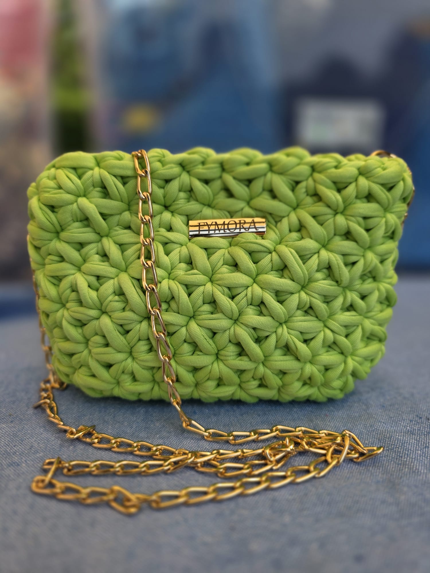 Mini Tracolla Intrecciata Fymora - Verde Lime / Oro